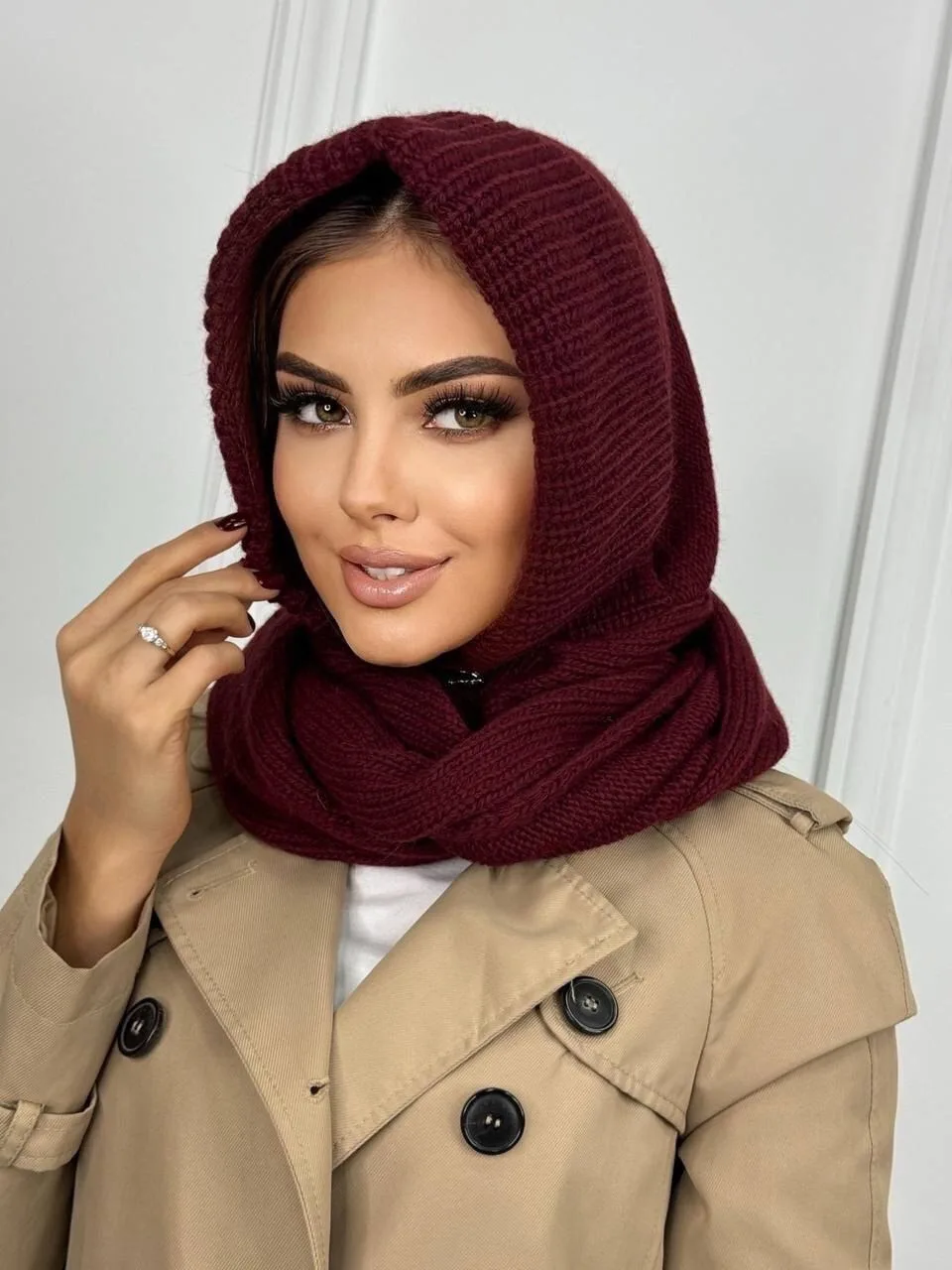 Женский капор-шапка-шарф на едином размере, подходит взрослым и подросткам, без подкладки из флиса, предназначен для зим — фото 5
