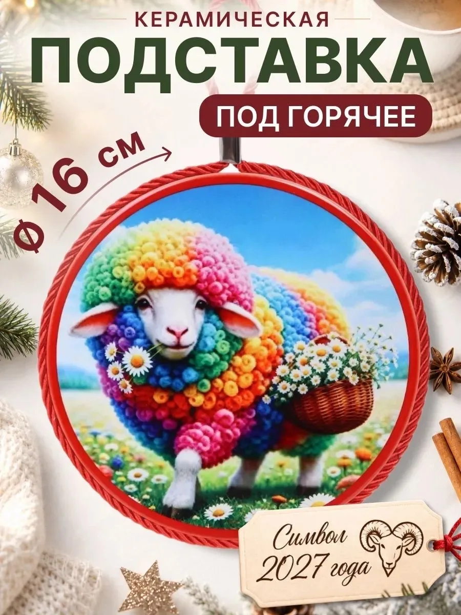Круглая подставка из термостойкой керамики с пробковым основанием — фото 6