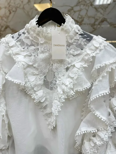 Блузка с рюшами из хлопка — фото 2