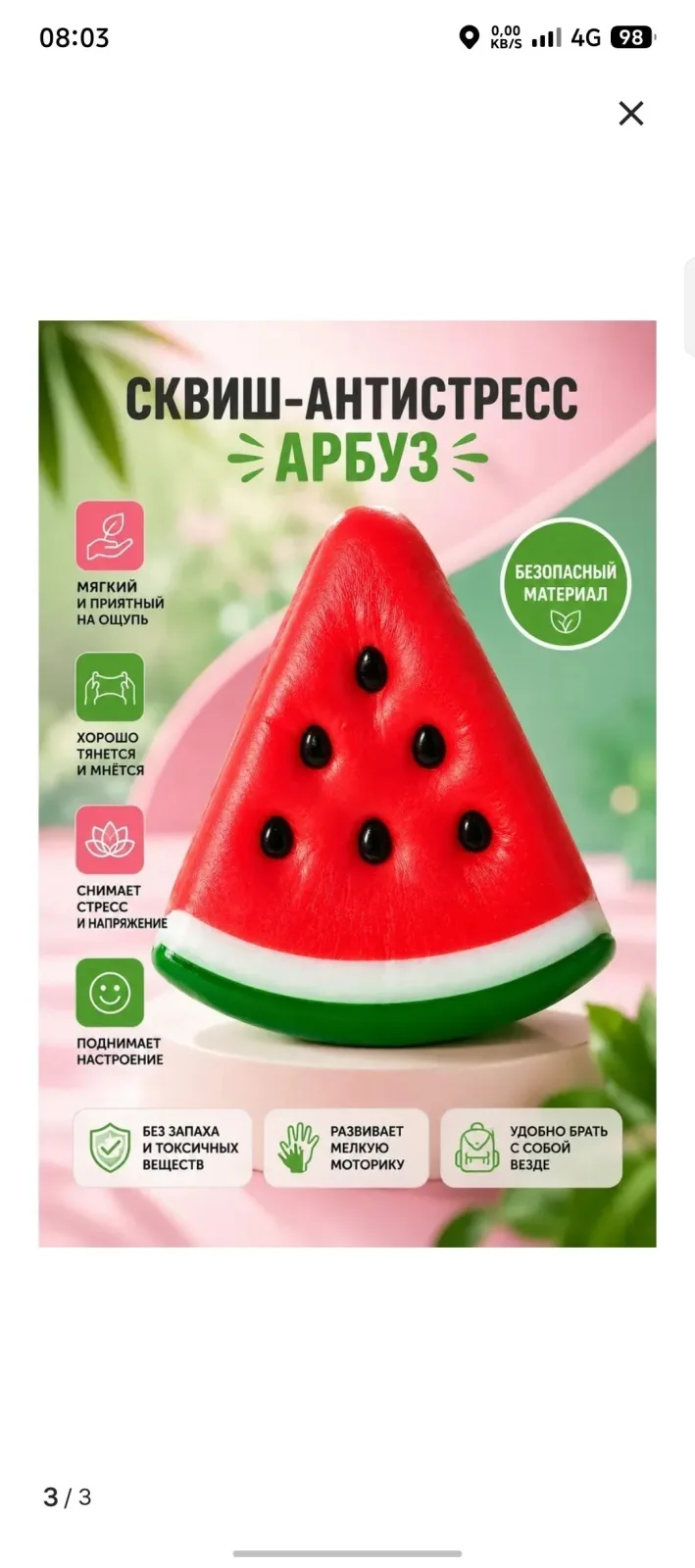 Игрушка Свежий арбуз скивиш, упаковка — фото 1