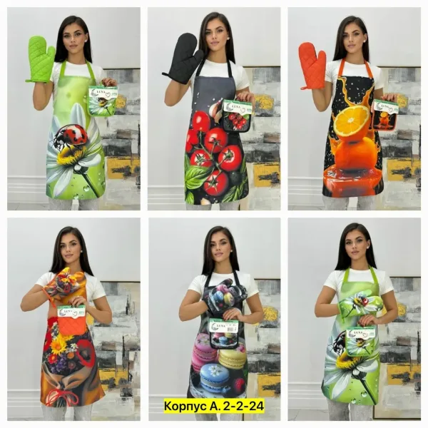 Кухонный набор: фартук, прихватка, варежка — фото 3