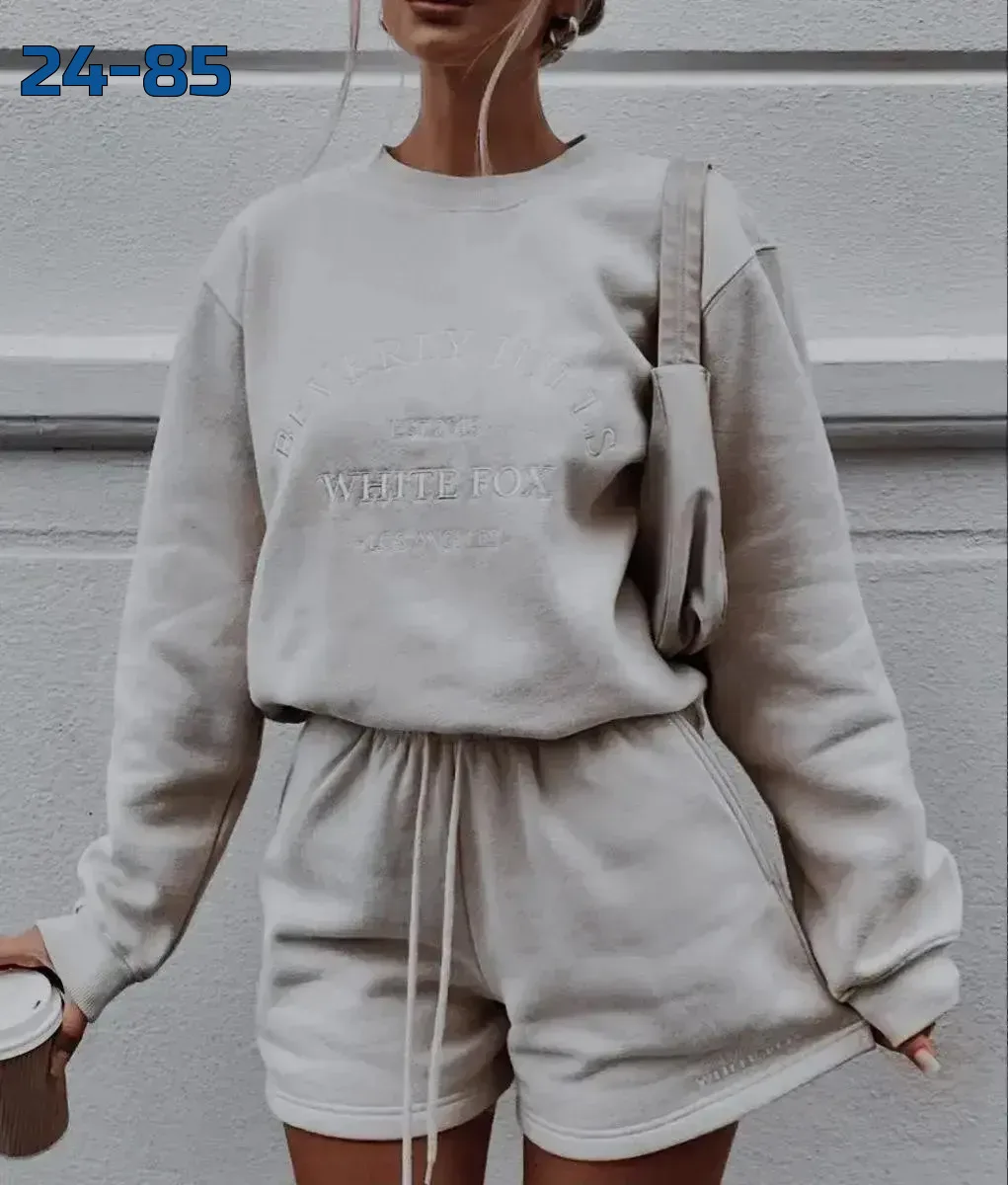 Костюм oversize, свитшот + шорты — фото 3