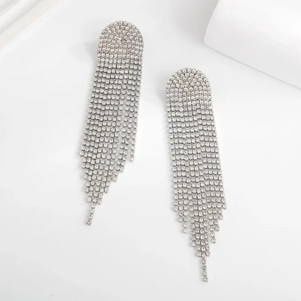 Серьги вечерние с камнями Серый — фото 19