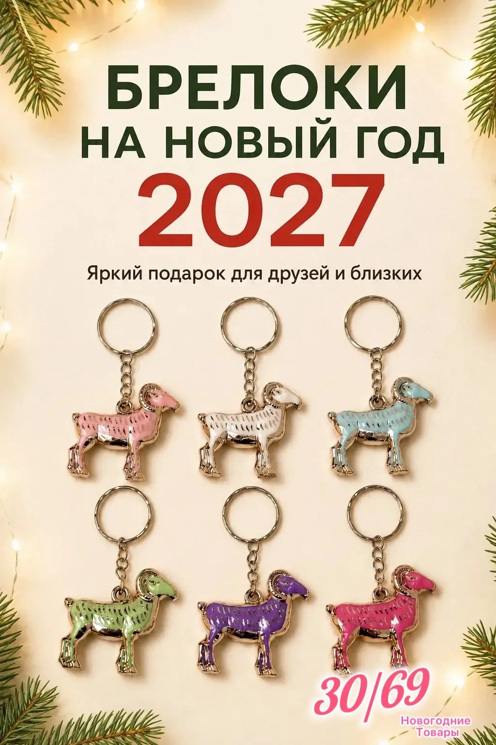 Новогодняя гирлянда с 12 брелоками — фото 1