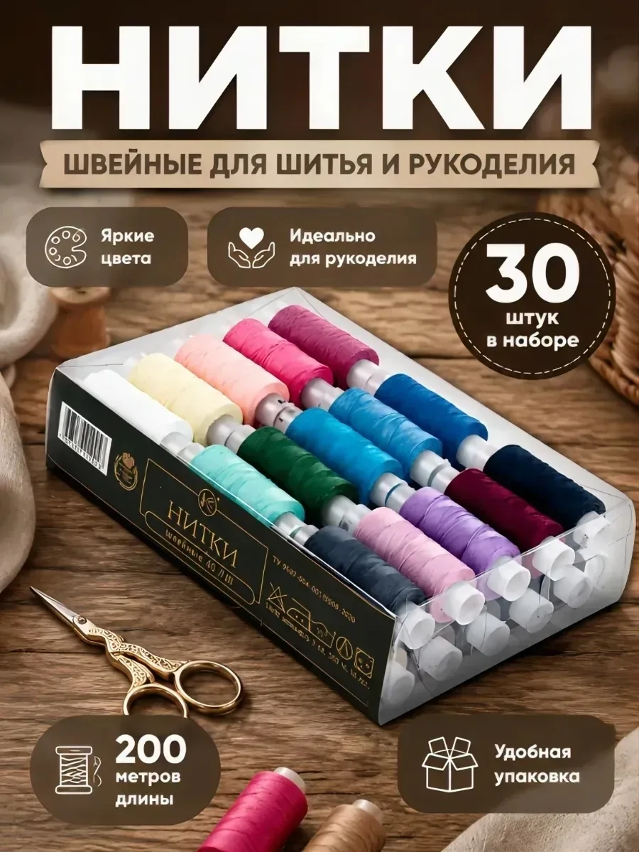 Нитки швейные набор для шитья и рукоделия 40ЛШ — фото 2