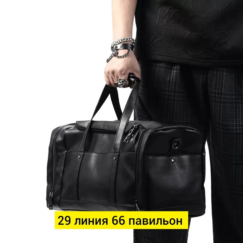 Спортивная сумка из эко-кожи с множеством карманов — фото 1