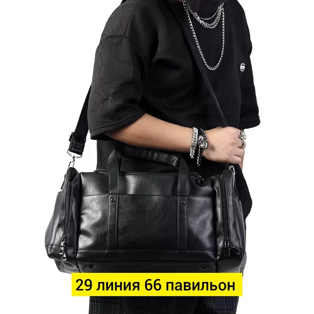 Спортивная сумка из эко-кожи с множеством карманов — фото 5