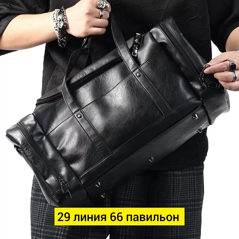 Спортивная сумка из эко-кожи с множеством карманов — фото 6