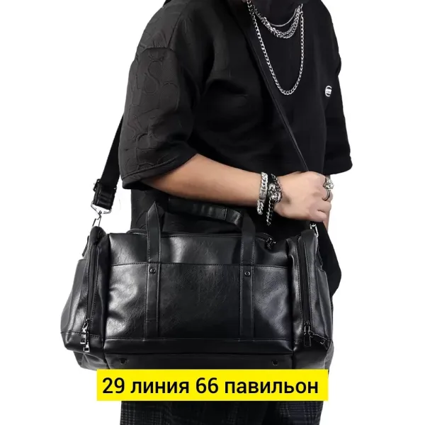 Спортивная сумка из эко-кожи с множеством карманов — фото 27