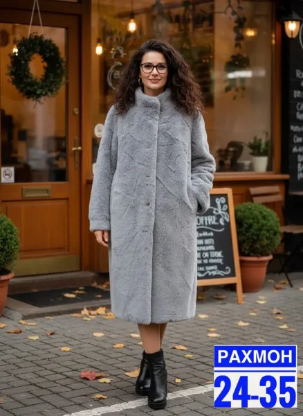 Пальто женская искусственная - отлично садится на любую фигуру, подчеркивает силуэт — фото 3