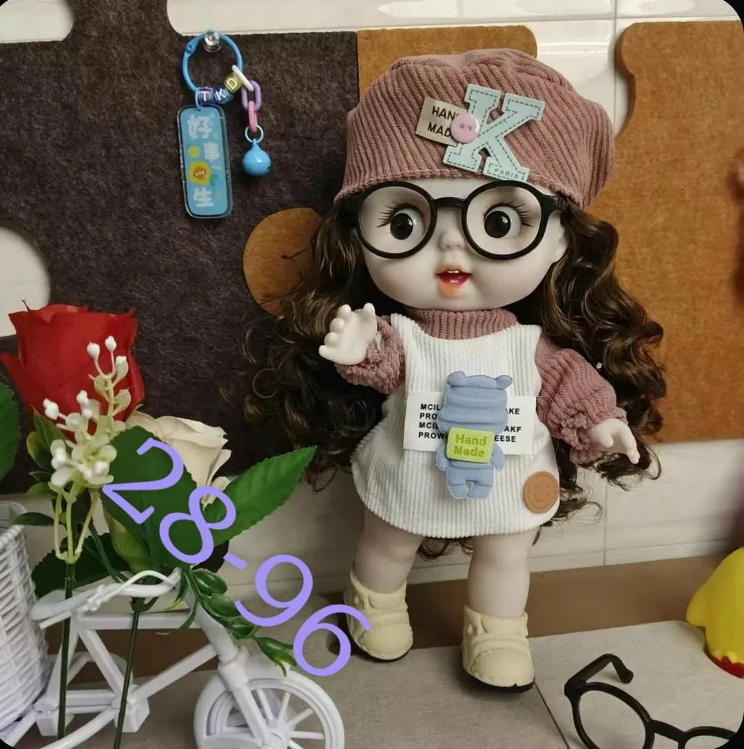 Игрушечная кукла для девочек, четыре варианта лица, тёмно-русые волосы, подвижные руки и ноги, набор одежды для смены об — фото 5