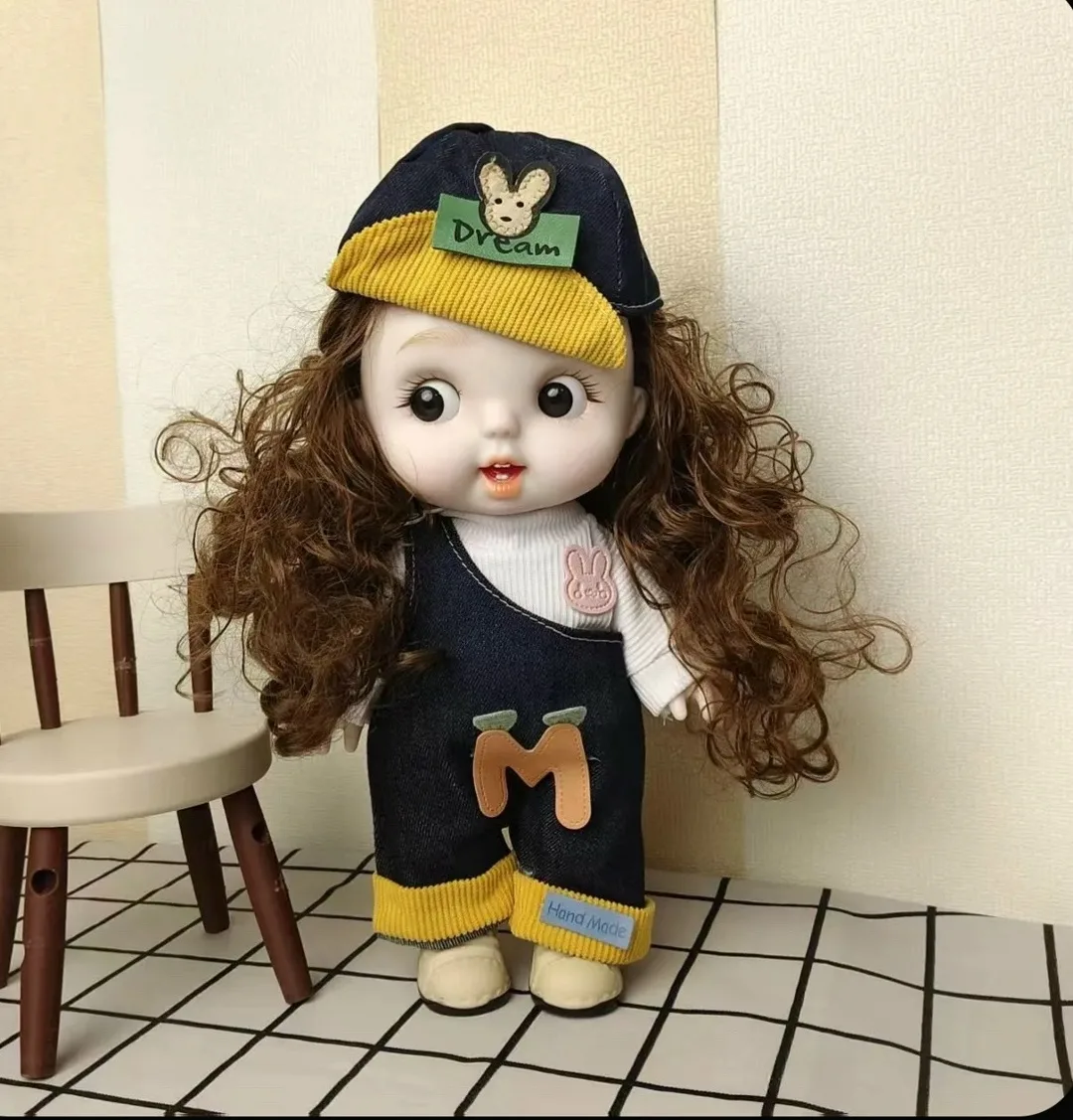 Игрушечная кукла для девочек, четыре варианта лица, тёмно-русые волосы, подвижные руки и ноги, набор одежды для смены об — фото 10