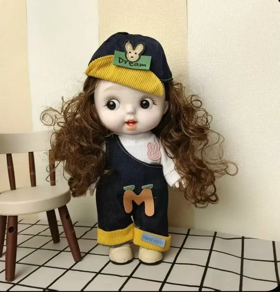 Игрушечная кукла для девочек, четыре варианта лица, тёмно-русые волосы, подвижные руки и ноги, набор одежды для смены об — фото 11