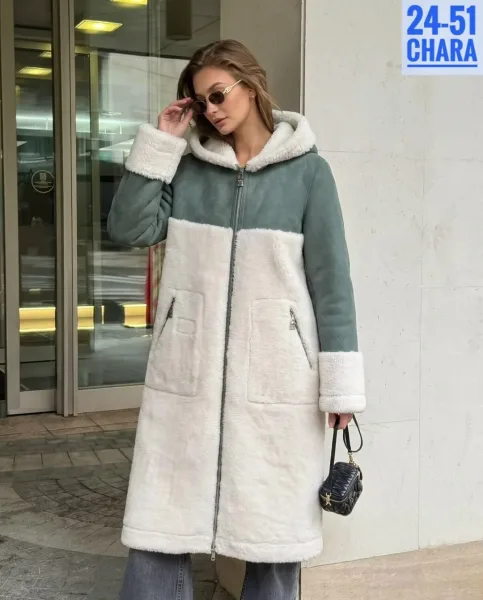 Пальто двухстороннее из замши и меха — фото 2