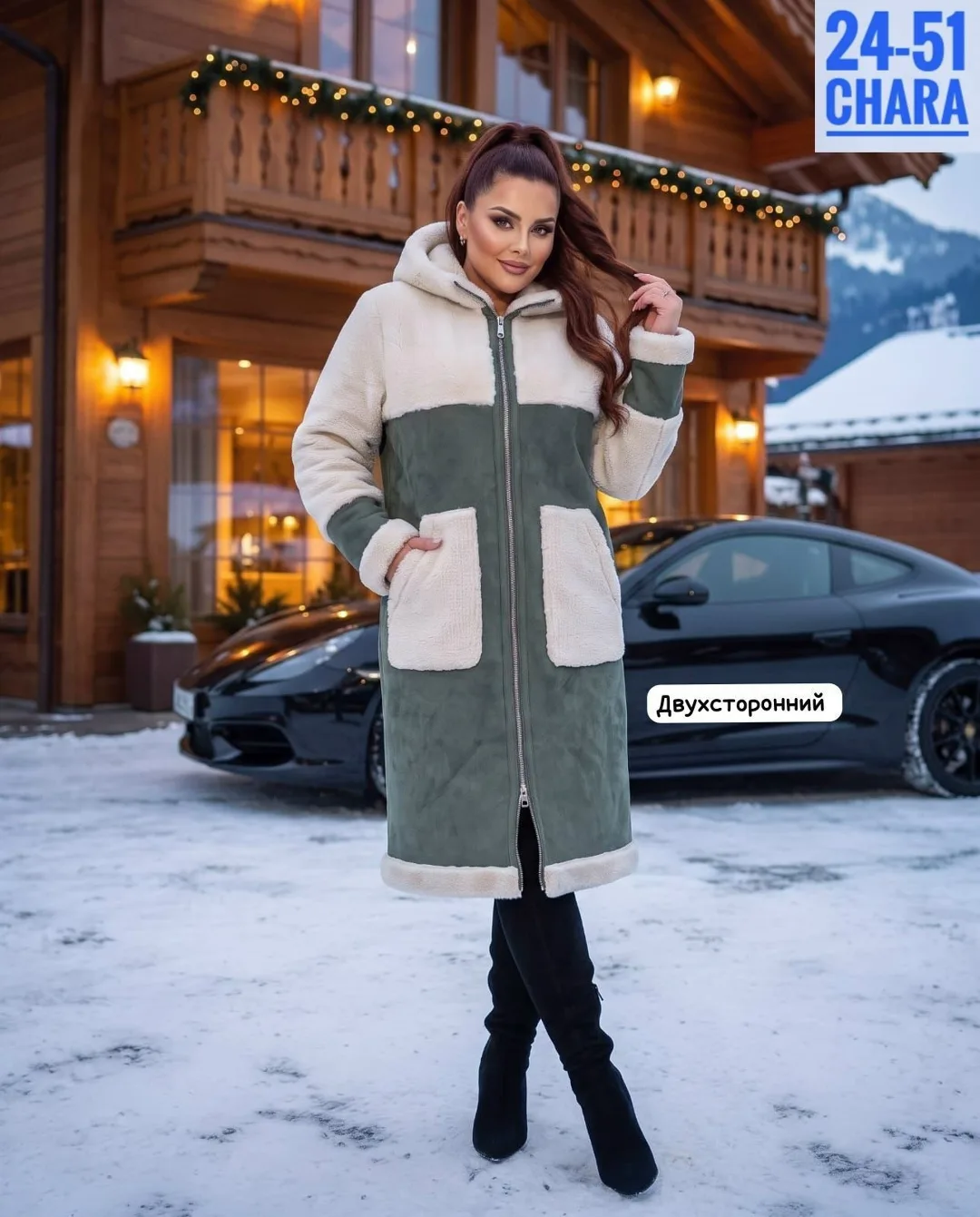 Пальто двухстороннее из замши и меха Замш + Мех — фото 2