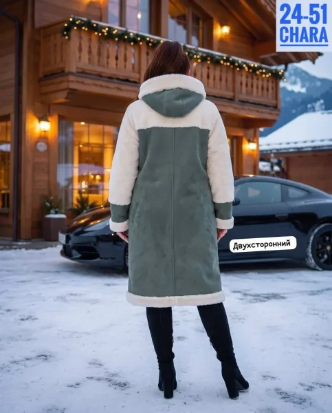 Пальто двухстороннее из замши и меха Замш + Мех — фото 31