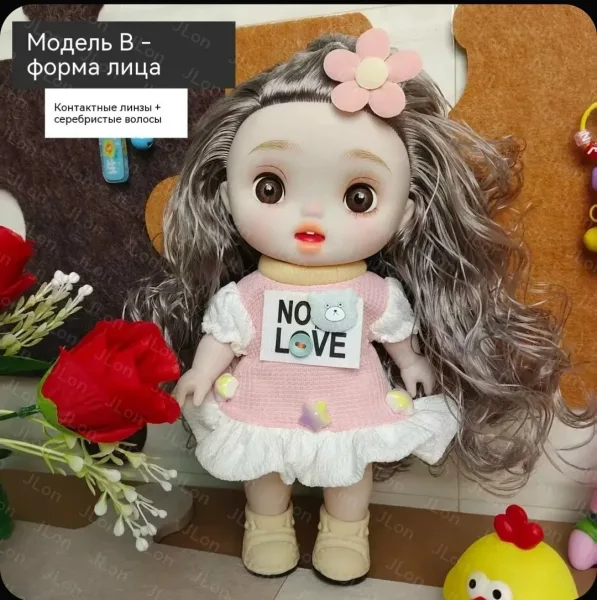Игрушечная кукла для девочек, четыре варианта лица, тёмно-русые волосы, подвижные руки и ноги, набор одежды для смены об — фото 4