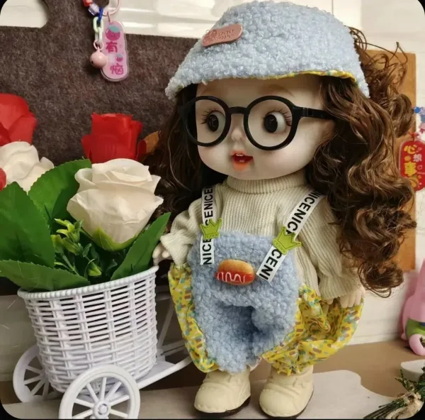 Игрушечная кукла для девочек, четыре варианта лица, тёмно-русые волосы, подвижные руки и ноги, набор одежды для смены об — фото 6