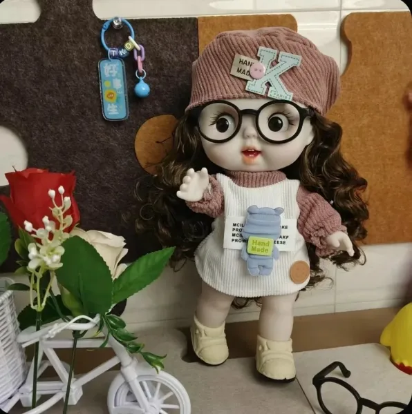 Игрушечная кукла для девочек, четыре варианта лица, тёмно-русые волосы, подвижные руки и ноги, набор одежды для смены об — фото 16