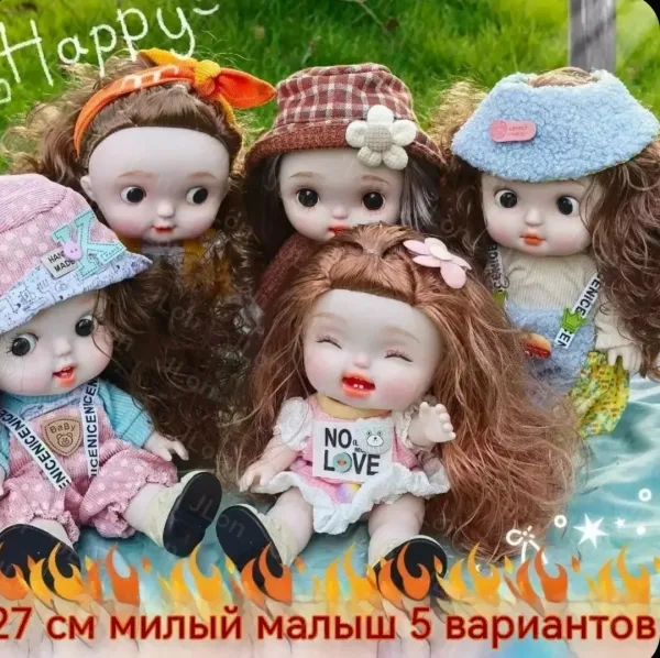Игрушечная кукла для девочек, четыре варианта лица, тёмно-русые волосы, подвижные руки и ноги, набор одежды для смены об — фото 19