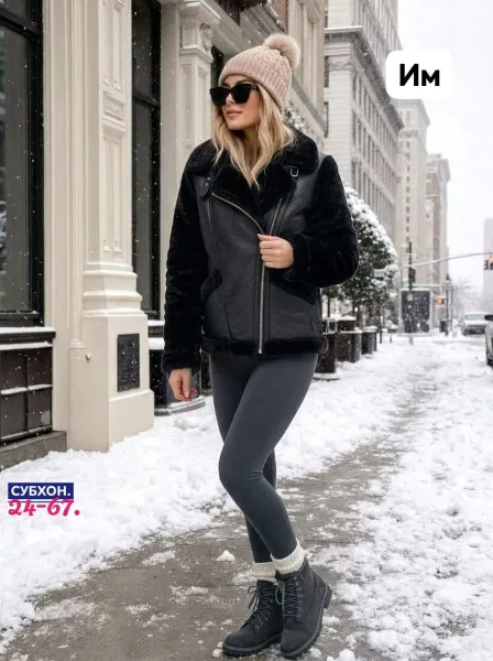 Дублёнка из мягкой кожи с мехом, подходит по — фото 1