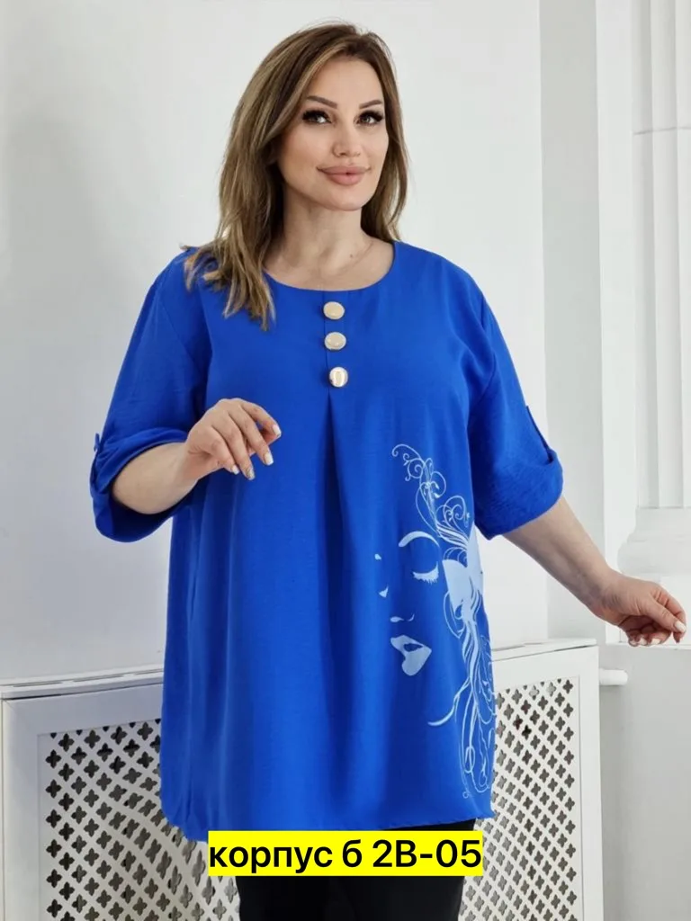 Блузка из ткани синяя — фото 7