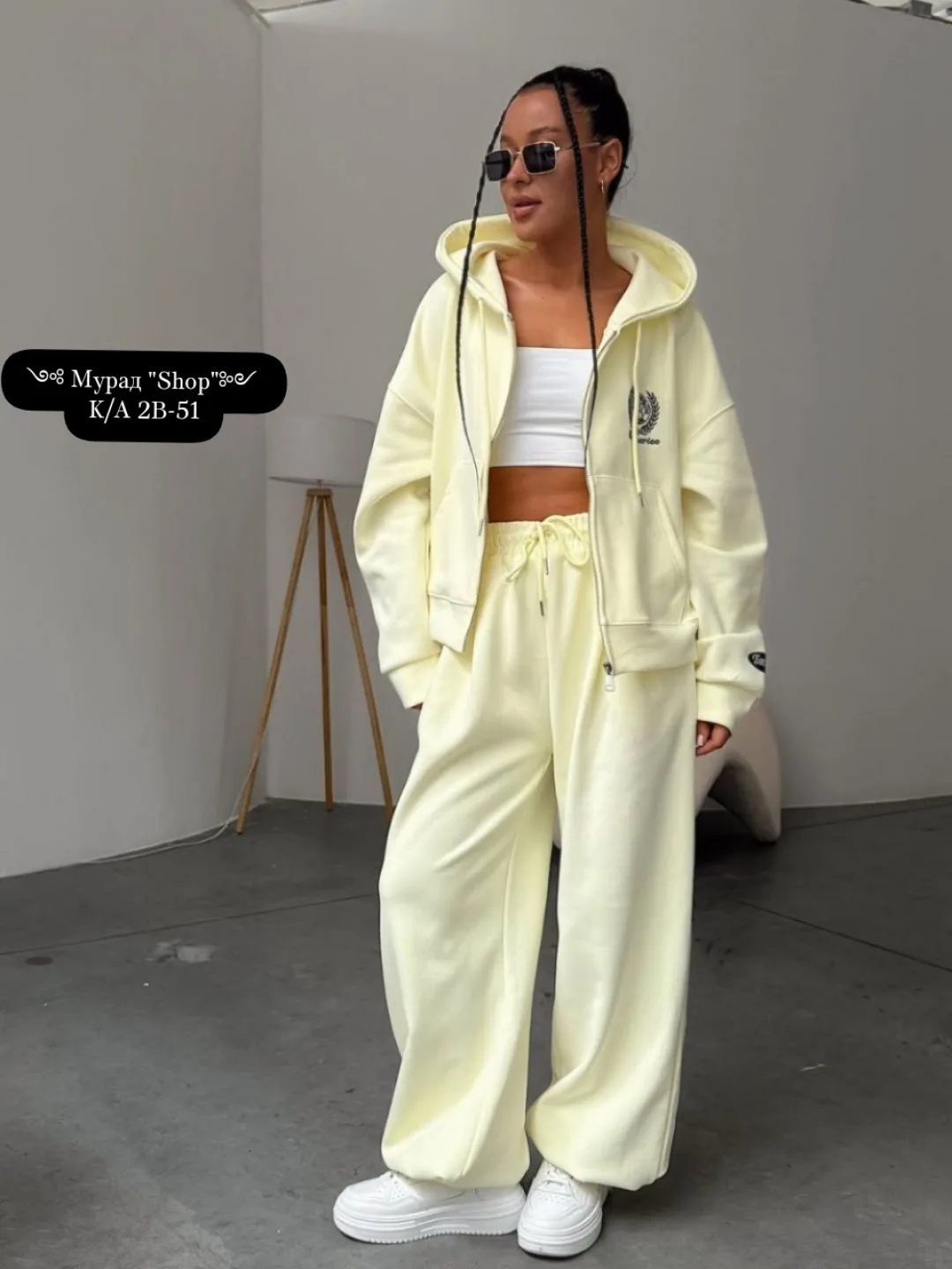 Женский костюм из двухнитки с оверсайз-кроем Розовый — фото 12