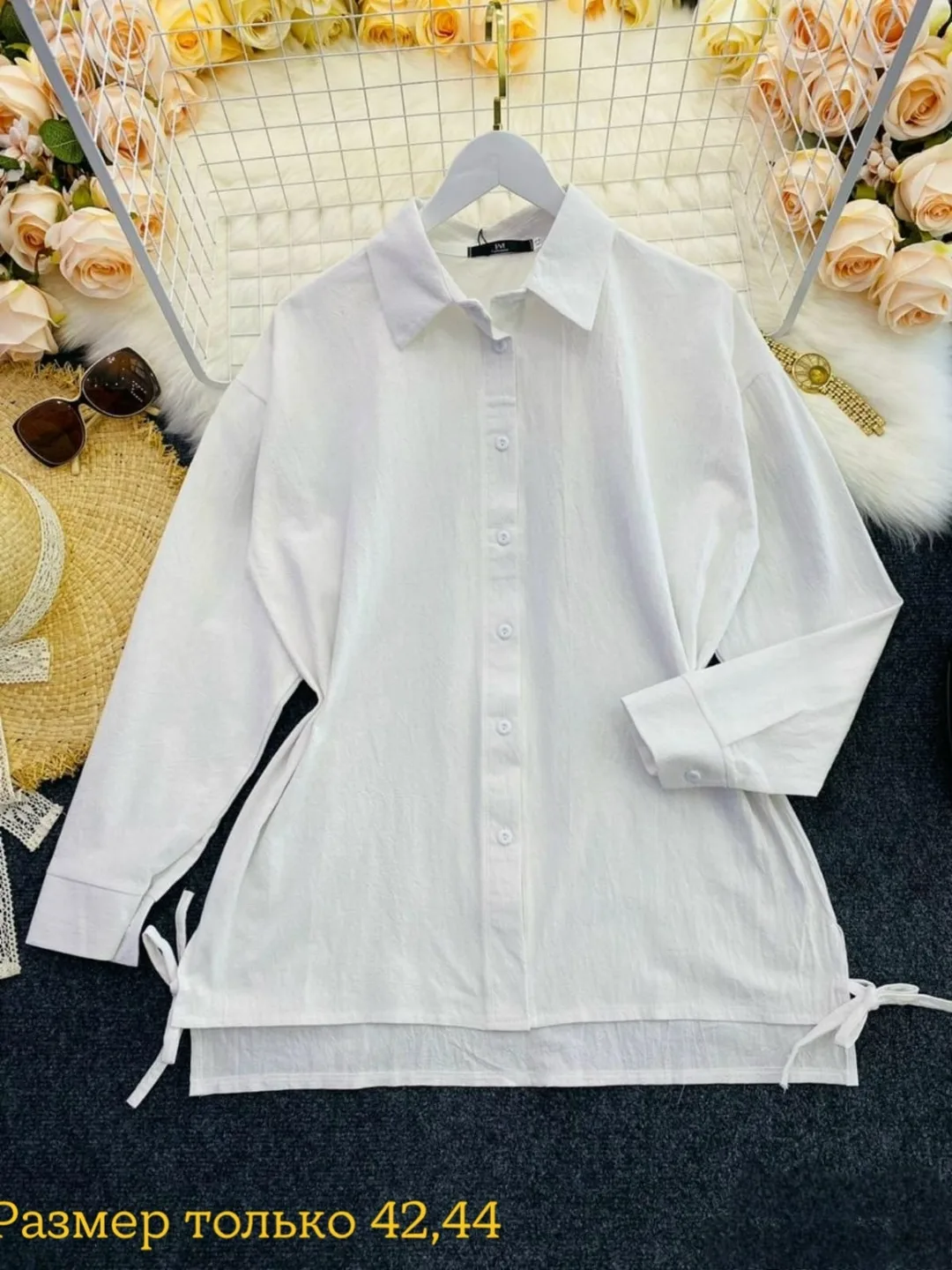 Рубашка Oversize из хлопка и льна — фото 3