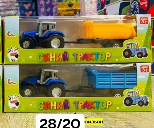 Металлическая игрушка трактор с прицепом — прочная и устойчивая к повреждениям — фото 7