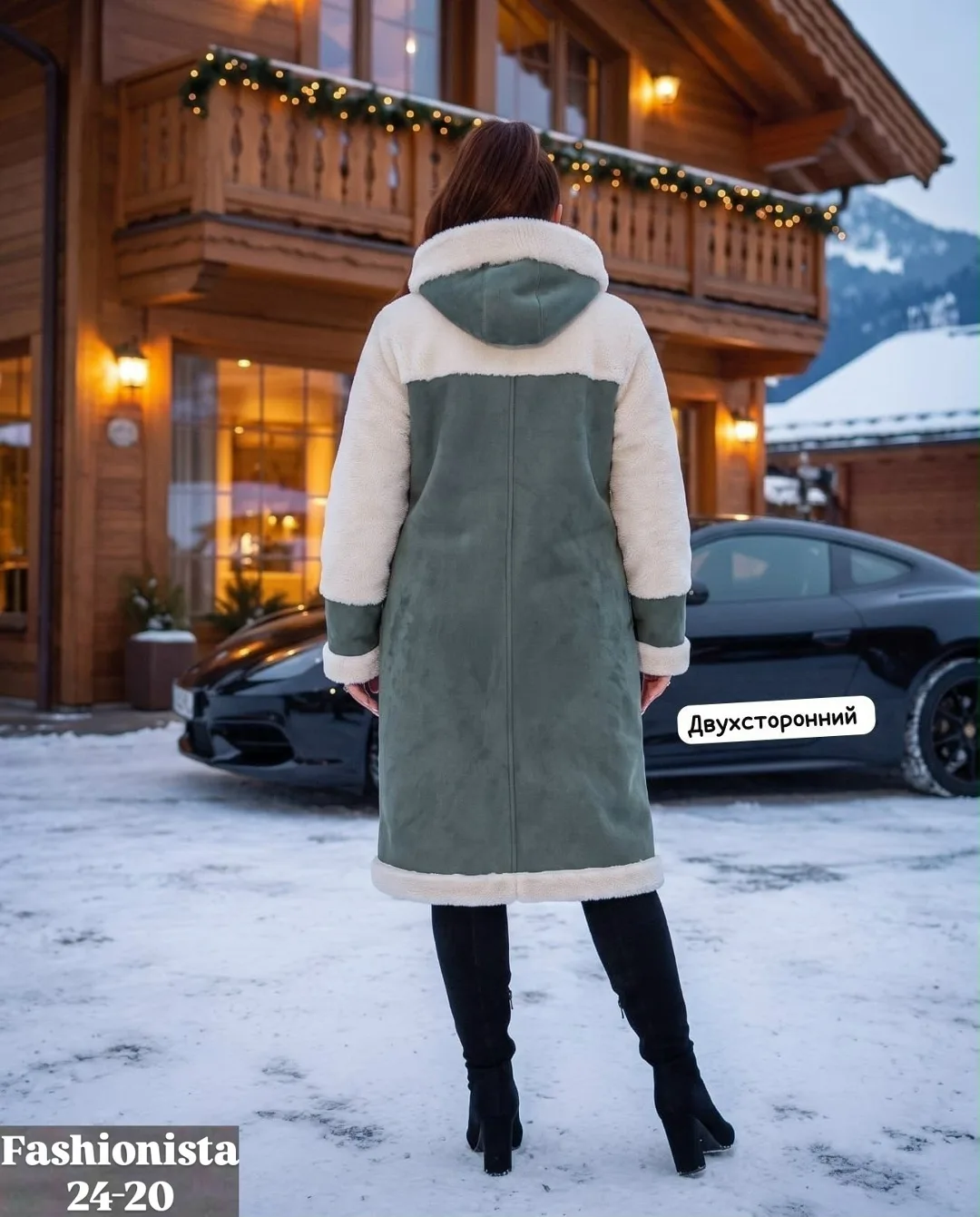 Пальто двухстороннее из замши и меха Замш + Мех — фото 5