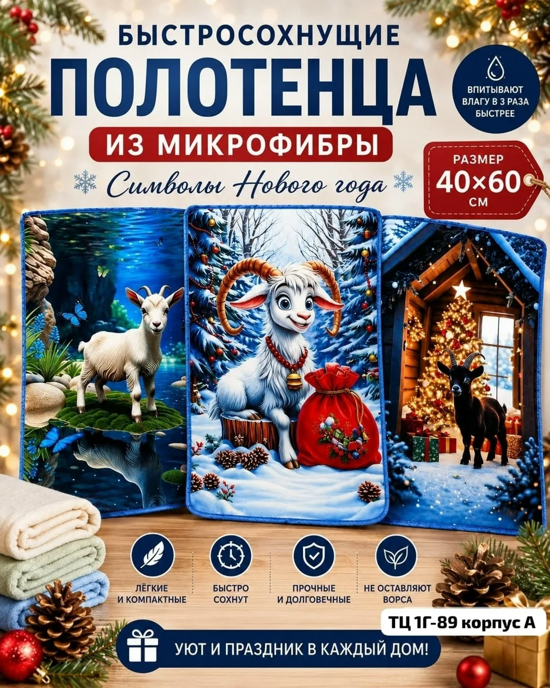 Тапки Символ нового года, микрофибра — фото 2