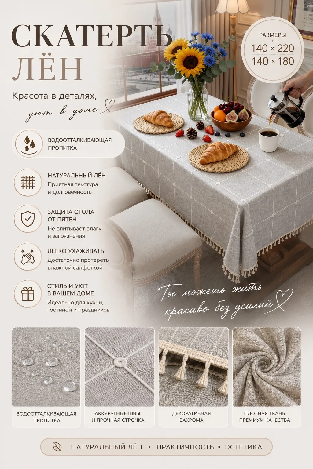 Тапки Скатерть Лён — красиво, практично и удобно — фото 6
