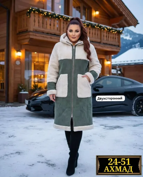 Пальто двухстороннее из замши и меха Замш + Мех — фото 11