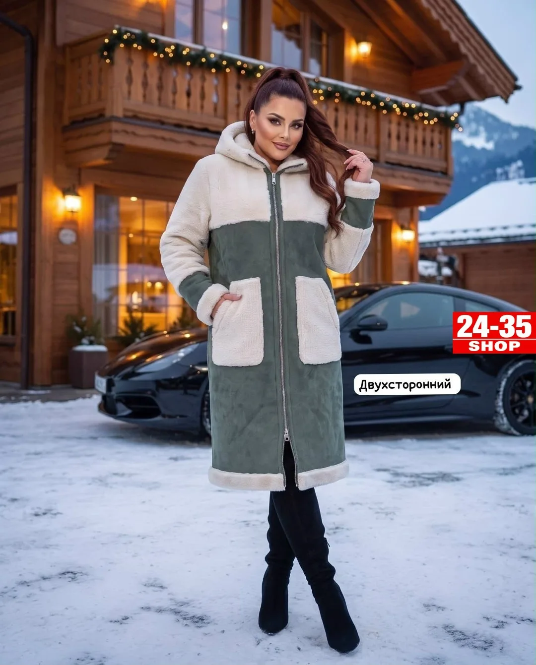 Пальто двухстороннее из замши и меха Замш + Мех — фото 2