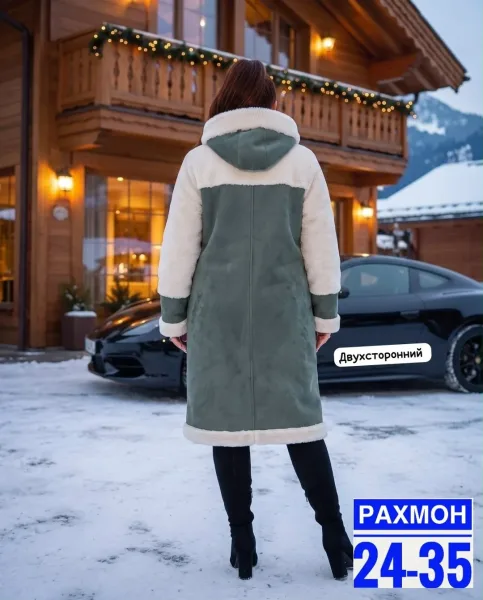 Пальто двухстороннее из замши и меха Замш + Мех — фото 5