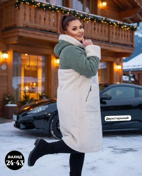 Пальто двухстороннее из замши и меха Замш + Мех — фото 4