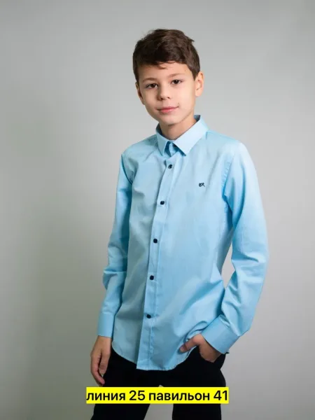 Рубашка хлопок Голубой — фото 1