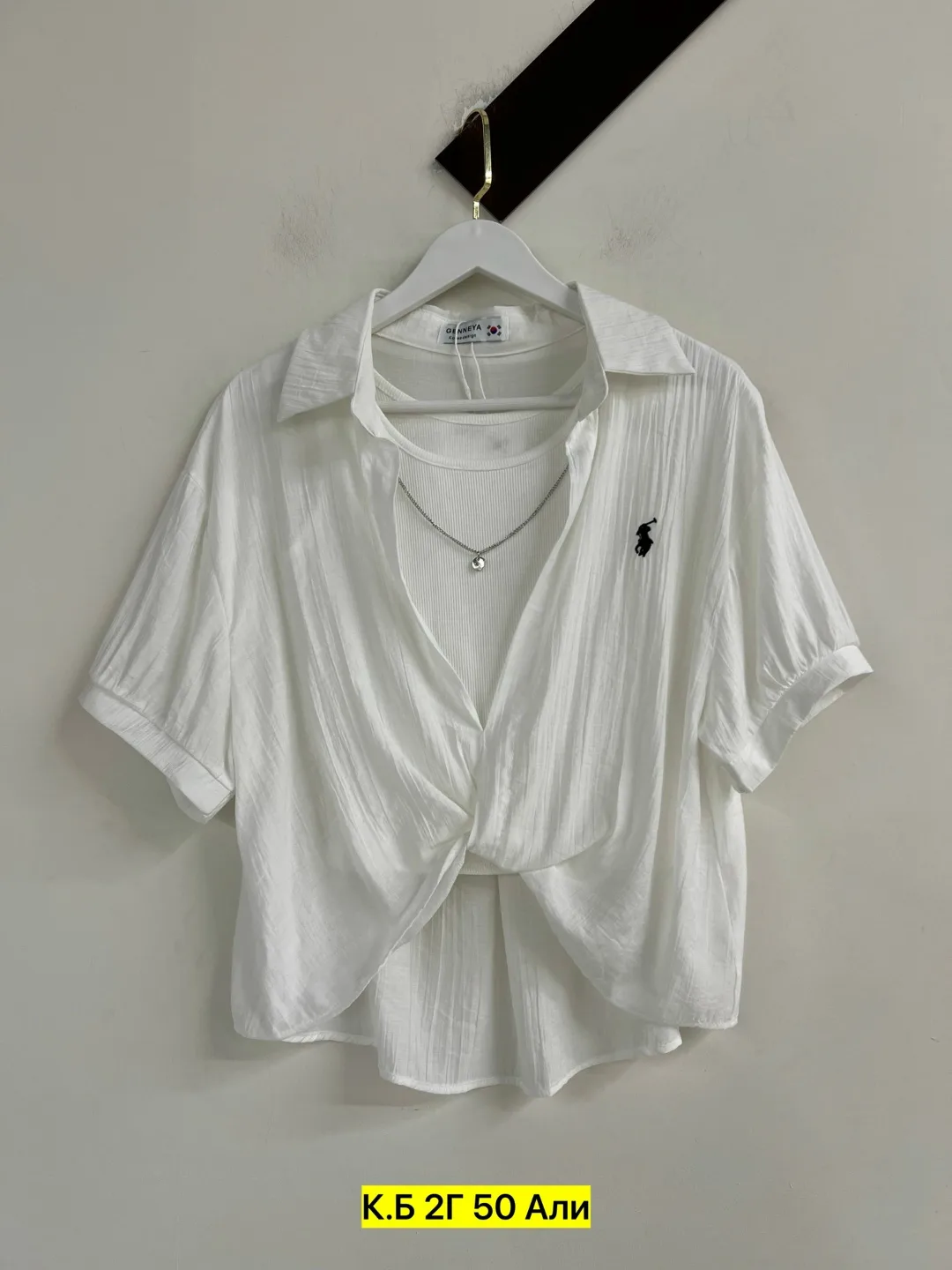Женская рубашка POLO из тонкого натурального хлопка — фото 2