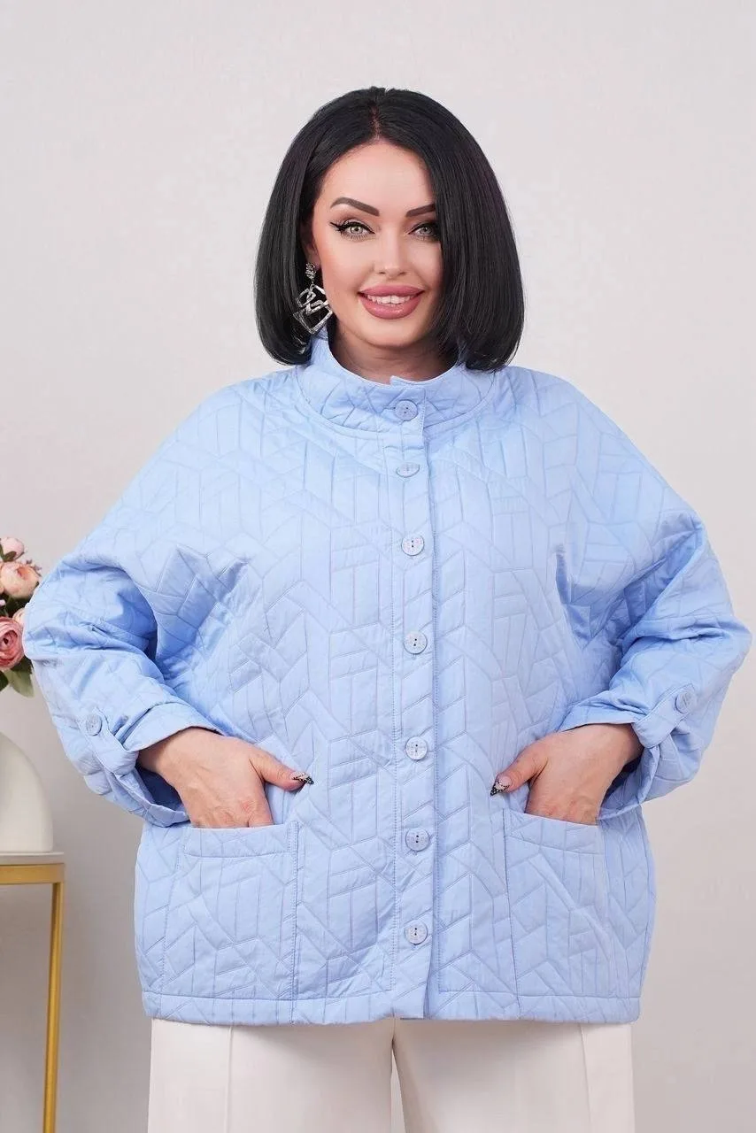 Стёганая куртка голубая — фото 3