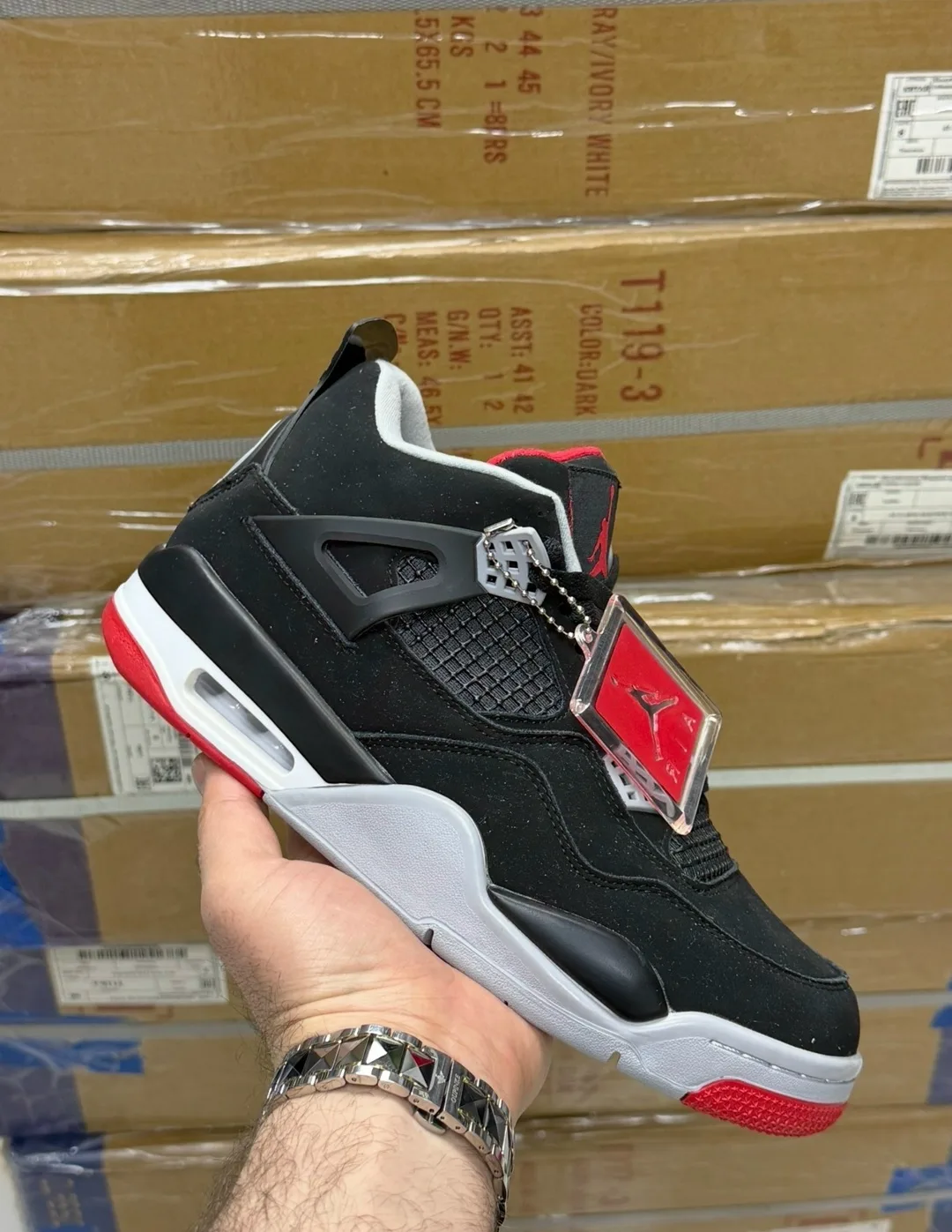 Кроссовки Nike Jordan 4 из натуральной кожи — фото 8
