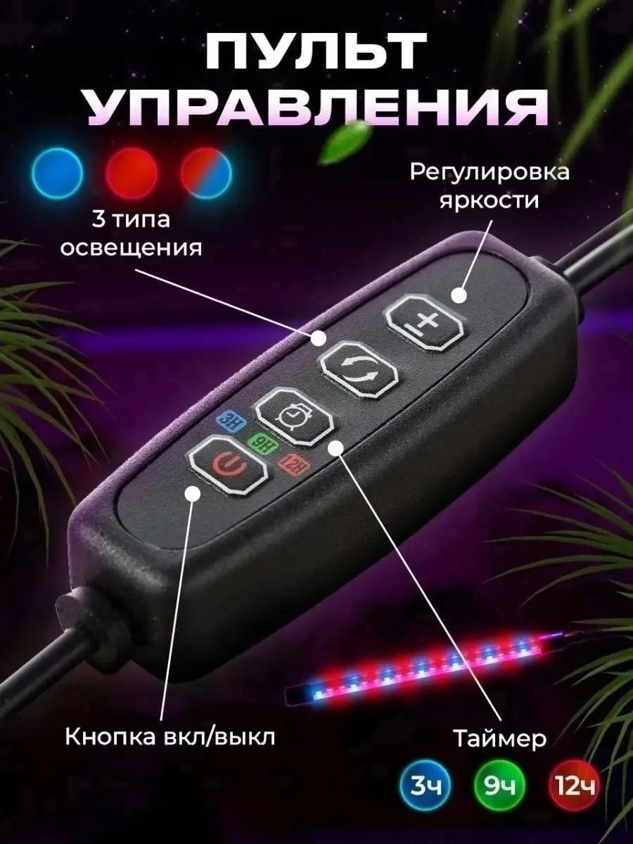 Современную светодиодная лампа полного спектра с таймером на прищепке для растений, рассады, микрозелени, комнатных дома — фото 4