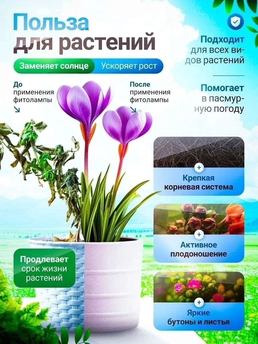 Современную светодиодная лампа полного спектра с таймером на прищепке для растений, рассады, микрозелени, комнатных дома — фото 8