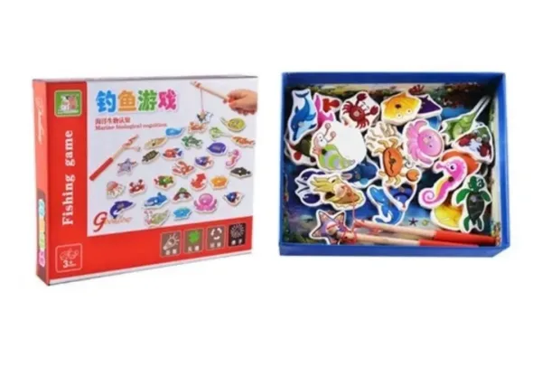 Деревянная рыболовная игрушка для малышей 1-3 лет, обучающая игра для мальчиков и девочек, безопасный деревянный — фото 4