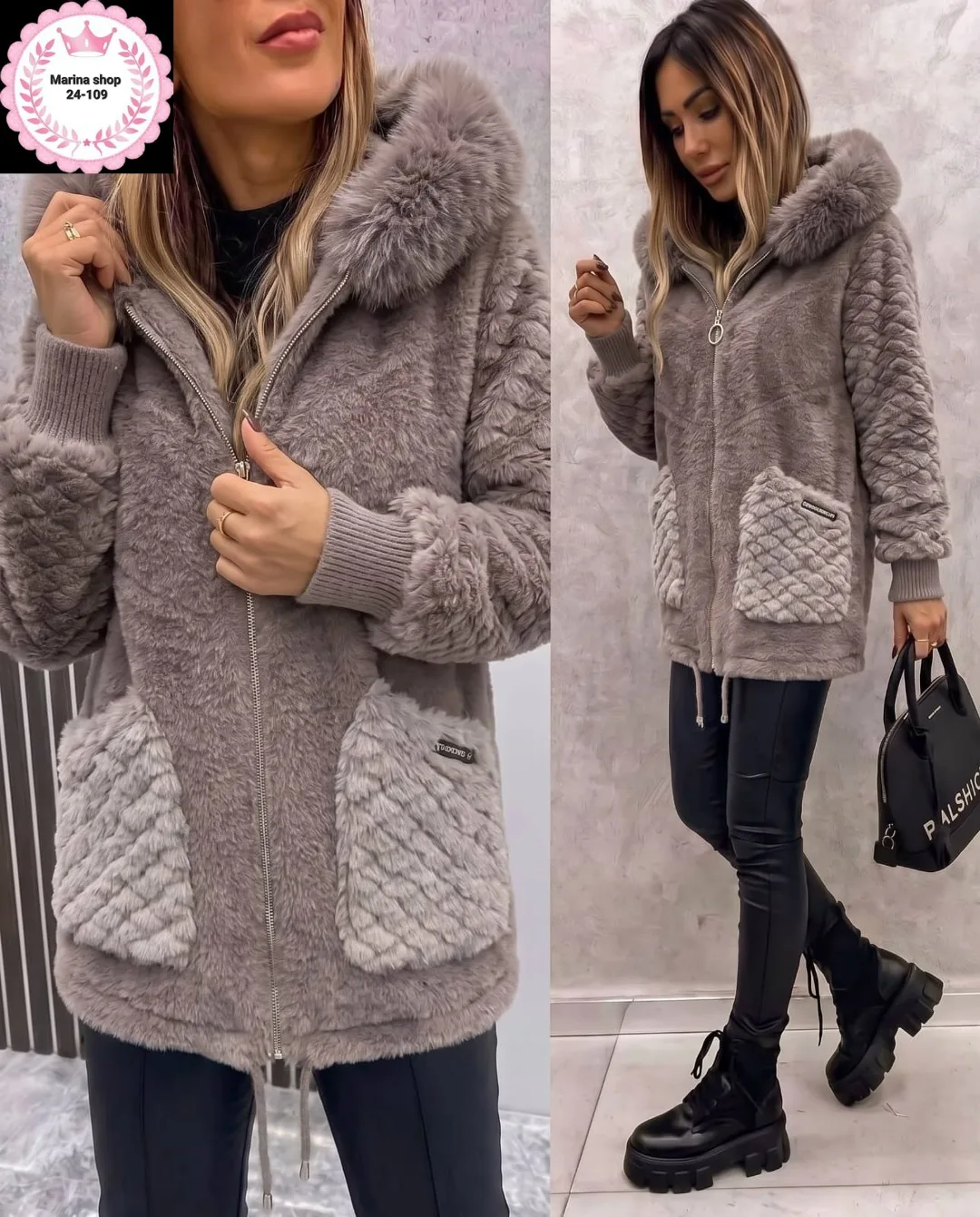 Кардиган с капюшоном из альпака — фото 2