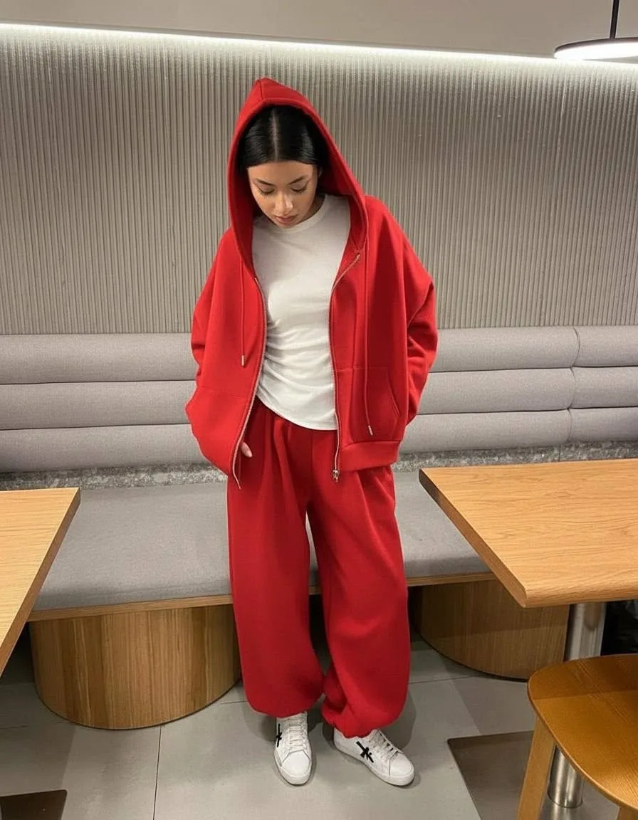 Спортивный костюм худи на молнии + брюки oversize — фото 1