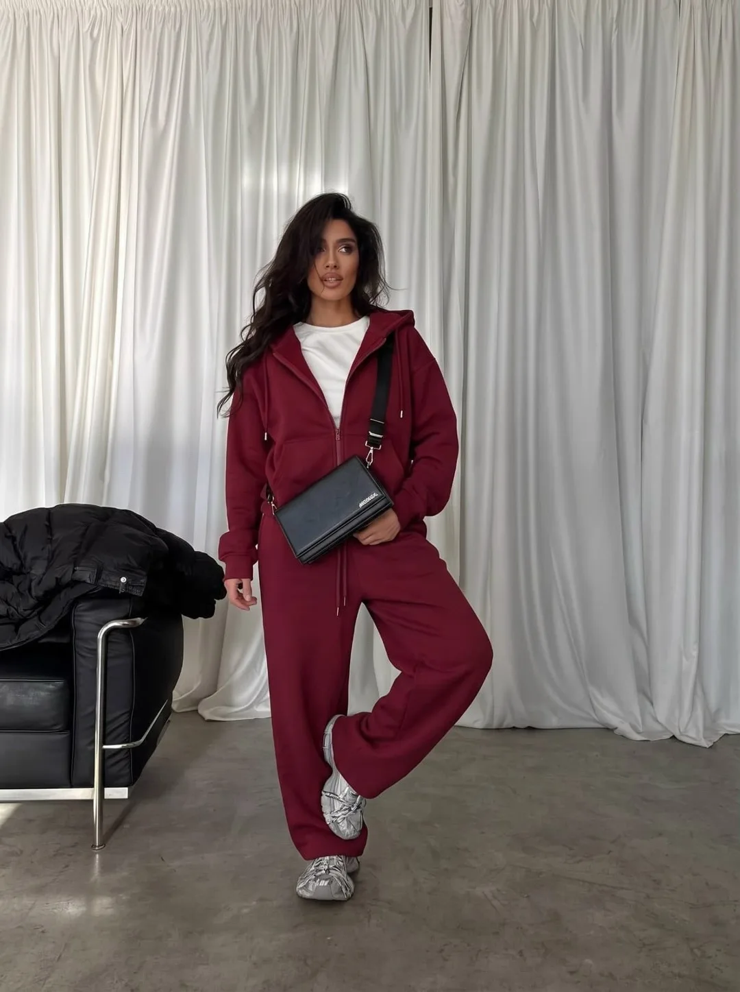 Спортивный костюм худи на молнии + брюки oversize — фото 4