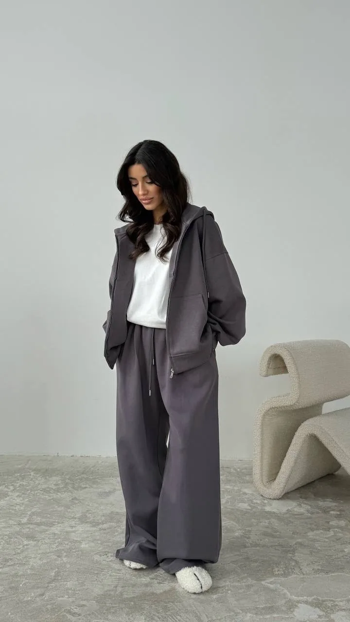 Спортивный костюм худи на молнии + брюки oversize — фото 8