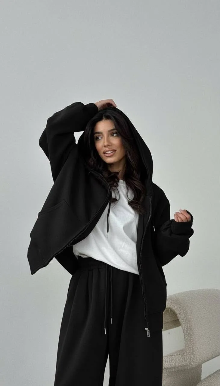 Спортивный костюм худи на молнии + брюки oversize — фото 9