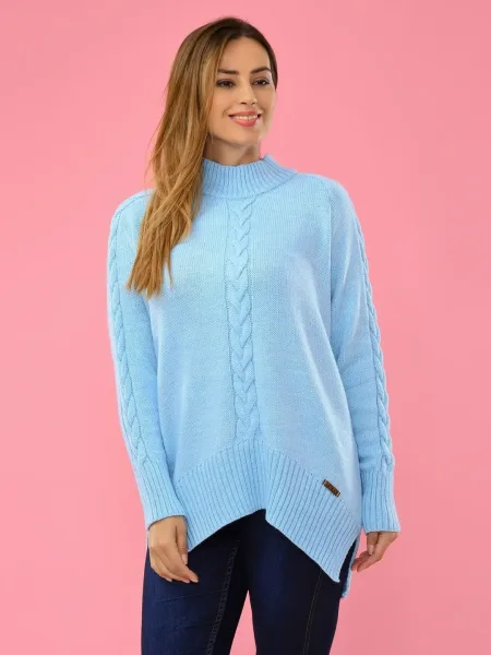 Оверсайз свитер с узором косичка — фото 20
