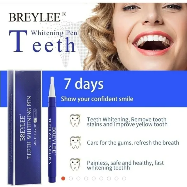 Breylee отбеливающая ручка для чистки зубов сыворотка удаляет пятна зубного налета Белый — фото 16